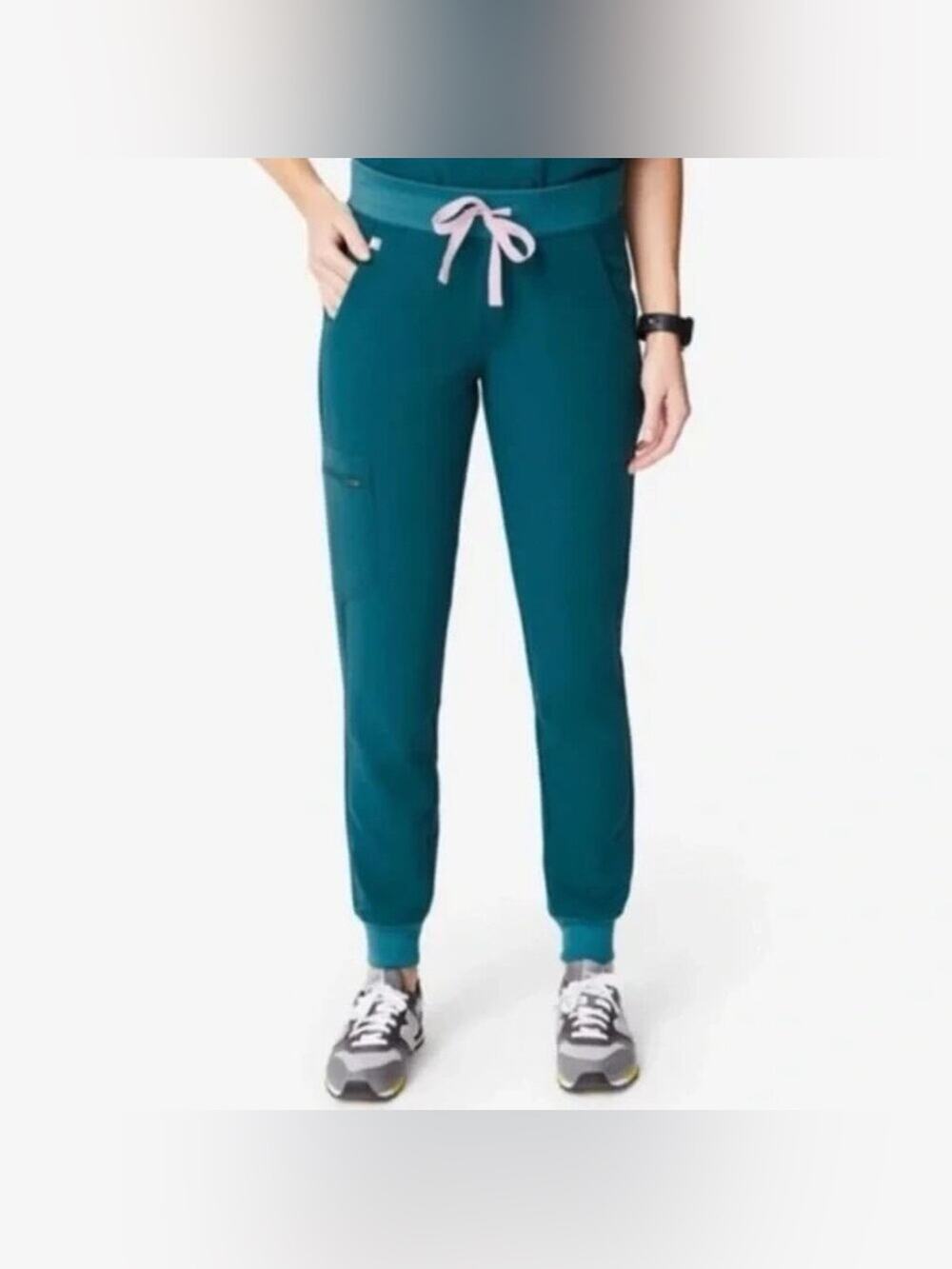 Figs Women’s Zamora Jogger Scrub Pants Dark Harbor Teal Size XL Petite